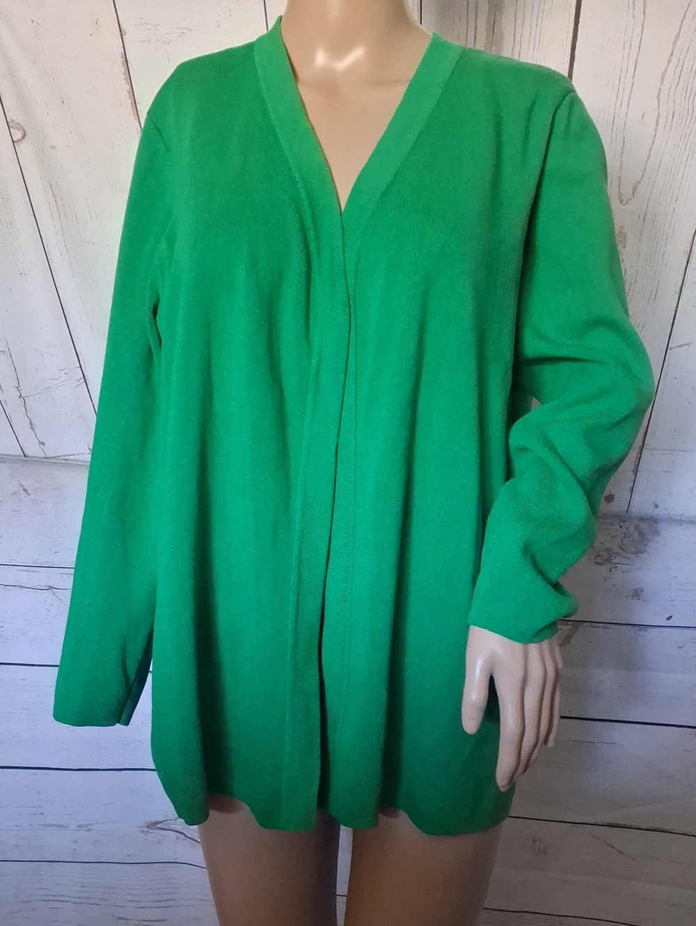 Anne Klein Emerald Green Open-Front V-Neck Cardigan XL Petite